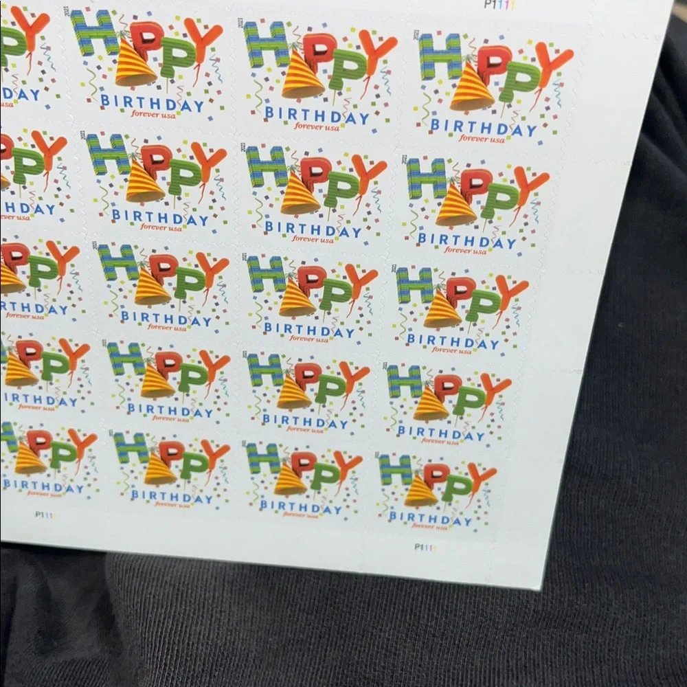50 Books  'Happy Birthday' Postage Stamps - Colorful Party Design 1000 Pcs good